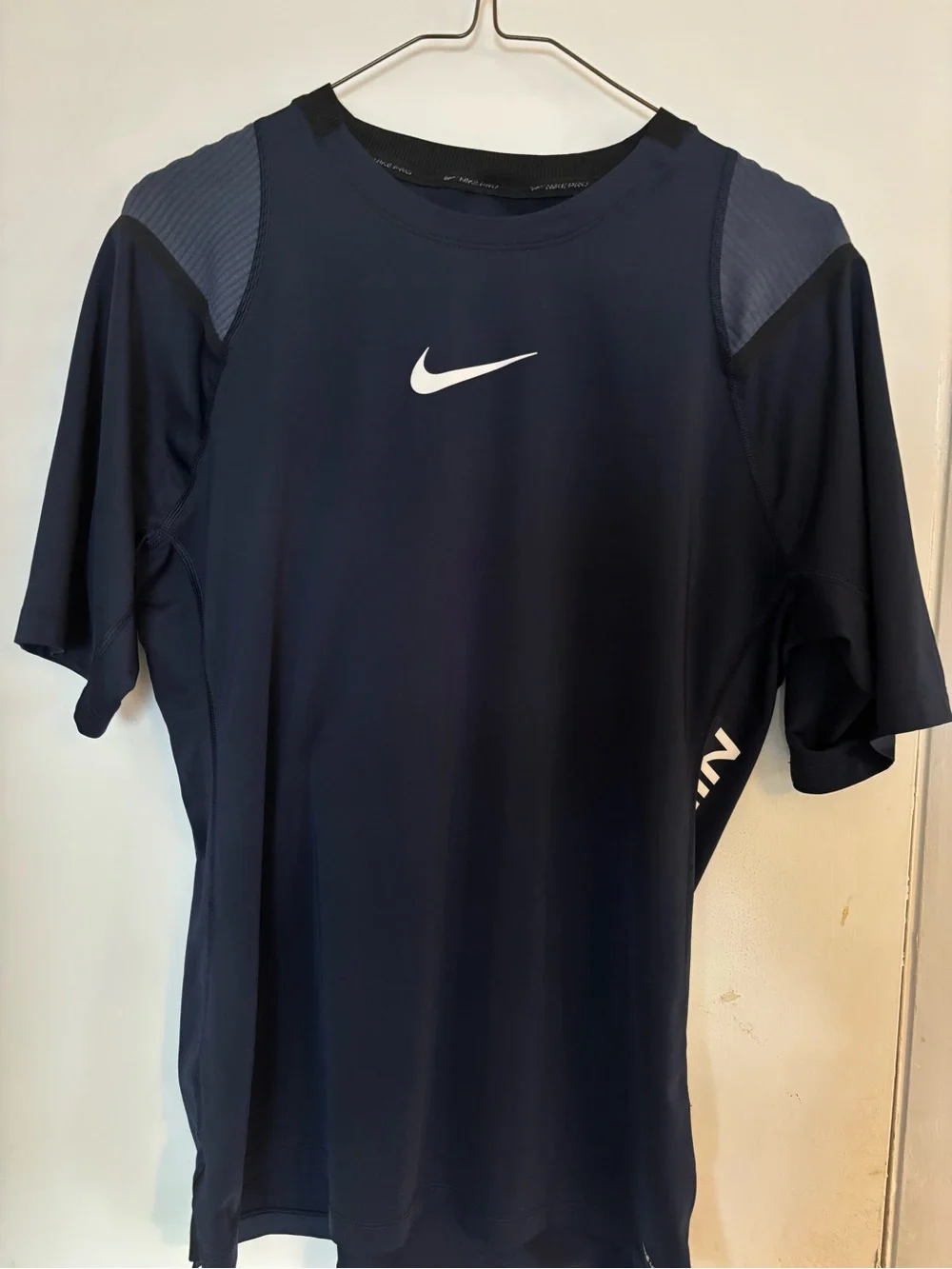 Nike Navy Short Sleeve Athletic Training Tee with White Swoosh